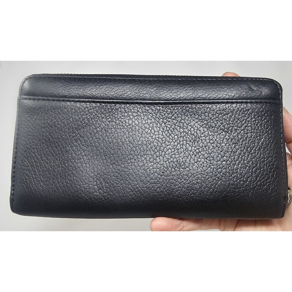 Lodis Black Pebbled Leather Zip Around Clutch Organizer Wallet Credit Card - Picture 2 of 10